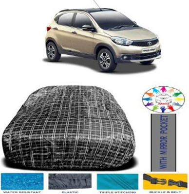 APNEK Car Cover For Tata Tiago (With Mirror Pockets)(White, Black)
