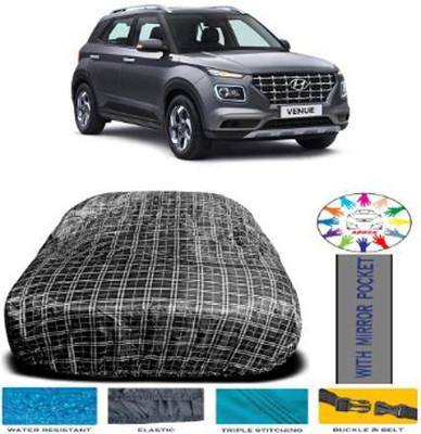 APNEK Car Cover For Hyundai Venue (With Mirror Pockets)(White, Black)