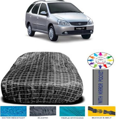 APNEK Car Cover For Tata Indigo CS (With Mirror Pockets)(White, Black)