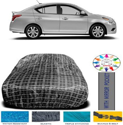 APNEK Car Cover For Nissan Sunny (With Mirror Pockets)(Black)