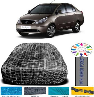 APNEK Car Cover For Tata Indigo eCS (Without Mirror Pockets)(White, Black)