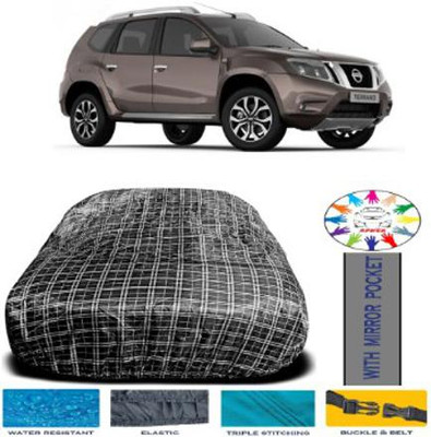 APNEK Car Cover For Nissan Terrano (With Mirror Pockets)(White, Black)