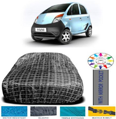 APNEK Car Cover For Tata Nano Genx (With Mirror Pockets)(White, Black)