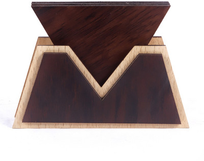 Nexat Triangle Reversible Wood Coaster Set(Pack of 6)