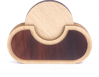 Nexat Round Reversible Wood Coaster Set(Pack of 6)