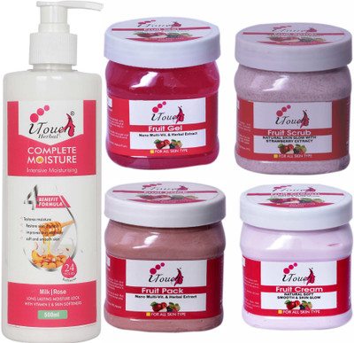 I TOUCH HERBAL FRUIT SCRUB,CREAM,PACK,GEL AND COMPLETE MOISTURIZER 500 ML X 5(5 Items in the set)