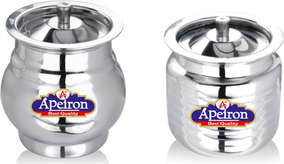 Apeiron Steel Utility Container  - 300 ml(Pack of 2, Silver)