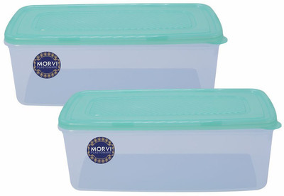 Morvi Plastic Grocery Container  - 2500 ml(Pack of 2, Green)