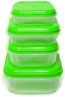 Maloti Kitchen Plastic Utility Container  - 2000 ml, 1000 ml, 800 ml, 400 ml(Pack of 4, Green)