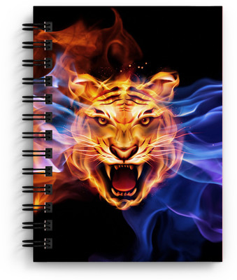 DI-KRAFT Tiger with fire print handmade diary A5 Diary Unruled 150 Pages(Multicolor)