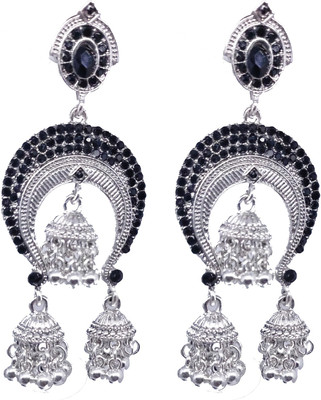 Sparkling Dazzle SPARKLING DAZZLE Designer Fine Quality German Silver CZ Heavy Triple Jhumka Drop & Dangle Earrings for Women and Girls Cubic Zirconia German Silver Chandbali Earring Sparkling Dazzle SPARKLING DAZZLE Designer Fine Quality German Silver CZ Heavy Triple Jhumka Drop & Dangle Earrings for Women and Girls Cubic Zirconia German Silver Chandbali Earring