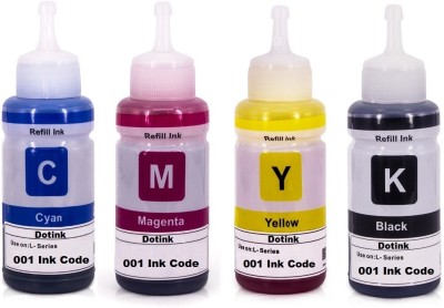 Refill Ink for Epson 001 Dye Ink Compatible for Epson L4150, L4160, L6160, L6170 & L6190 Inkjet Printer (4*70 ml) Black + Tri Color Combo Pack Ink Bottle
