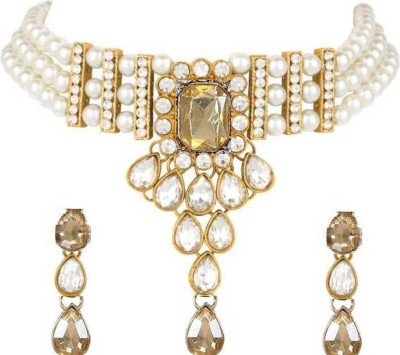 APSARA ART Stone White, Gold Jewellery Set(Pack of 1)