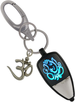 SHOKY LOOKS Multicolor Hindu Lord ( Ganesha ) Ganpati Bapa style Light Reflection with Push Button with OM along with Stylist High Quality Hanging Lock Key Chain