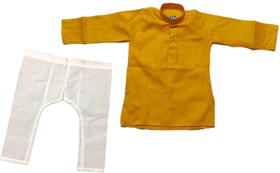 Cute Collection Boys Festive & Party Kurta and Pyjama Set(Yellow Pack of 1)