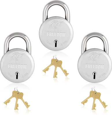 Godrej Locks Godrej Freedom 7 Levers with 3 Keys - Pack of 3 Padlock(Silver)