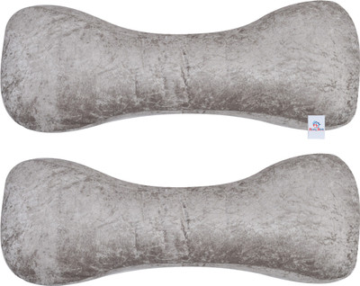 Heart Home Microfibre Solid Lumbar Pillow Pack of 2(Grey)