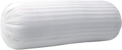 ROYALREOX Microfibre Stripes Bolster Pack of 1(White)