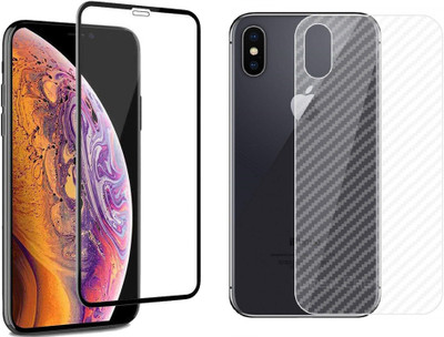 ELEF Front and Back Tempered Glass for Apple Iphone XS Max Ultra Thin Carber Fiber Back Skin with 11D Tempered Glass(Pack of 2)