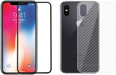 ELEF Front and Back Tempered Glass for Apple Iphone X Ultra Thin Carber Fiber Back Skin with 11D Tempered Glass(Pack of 2)