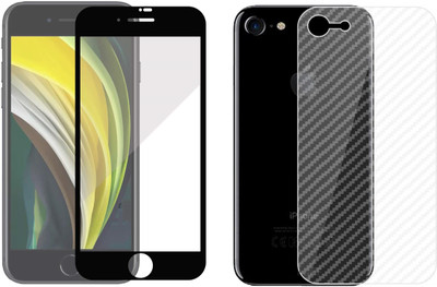 ELEF Front and Back Tempered Glass for Apple Iphone SE 2020 Ultra Thin Carber Fiber Back Skin with 11D Tempered Glass(Pack of 2)