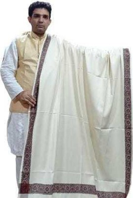 KASHMIR HANDLOOM Cashmere Solid Men Shawl(White)