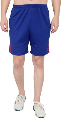 Zonecart Solid Men Blue Sports Shorts