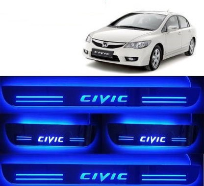 CADEAU CDF773 Car Door Foot Step Led Sill Plate With Mirror Finish for compatible (Set of 4PCS, Blue) Door Sill Plate Door Sill Plate