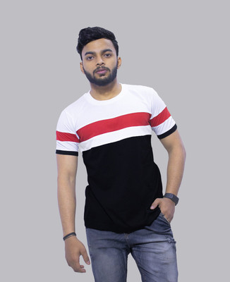 mebadass Striped Men Round Neck Multicolor T-Shirt