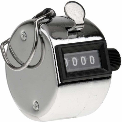 KANABEE 4 Digits Hand Held Tally Counter Numbers Clicker Digital Tally Counter(Silver)