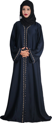 MODEST CITY Silk Blend Abaya With Hijab(Blue)