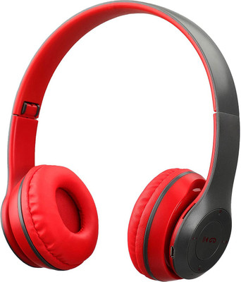 RECTITUDE NEW Wireless Bluetooth Headphone with Mic and FM SD CARD SLOT Bluetooth(Red, On the Ear)