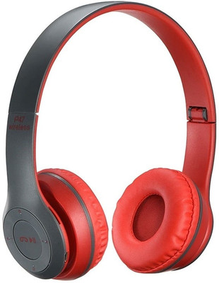 RECTITUDE Wireless Sports Headphone P47 Bluetooth with Mic,TF&FM Bluetooth(Red, On the Ear)