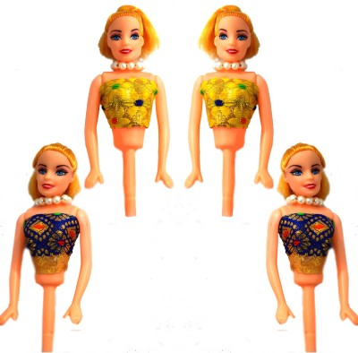 PopTheParty barbie doll cake topper Edible Cake Topper(Yellow, Blue Pack of 4)