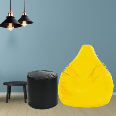 TRUE 2 F XXL Tear Drop Bean Bag Cover  (Without Beans)(Yellow)