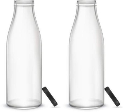 Spillbox Transparent glass bottle with air tight cap,Milk, Water, Juice-500ml-(2) 500 ml Bottle(Pack of 2, White, Glass)