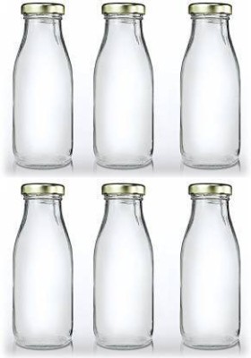 goblet GLOSSY CLEAR GLASS WATER/JUICE MULTIPURPOSE BOTTLE 500 ml Bottle(Pack of 6, White, Glass)