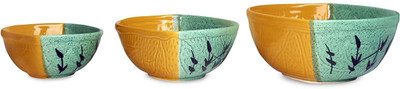 caffeine Ceramic Serving Bowl Ceramic Handmade Multi Color Serving Bowl(Pack of 3, Multicolor)