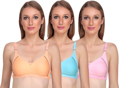 Liigne Bra With Solid Color For Women (Pack Of 3) Women Push-up Non Padded Bra(Multicolor)