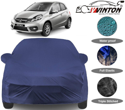 V VINTON Car Cover For Honda Brio (With Mirror Pockets)(Blue)