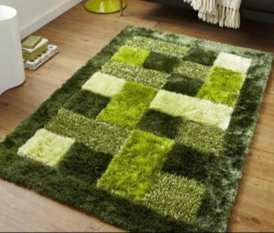 SPA Furnishing Green Polyester Carpet(2 ft,  X 4 ft, Rectangle)