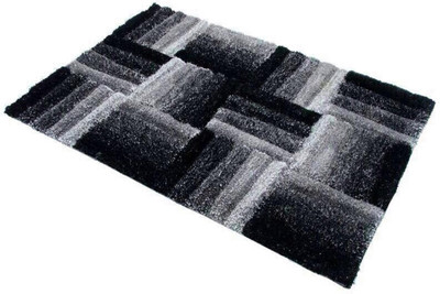 SPA Furnishing Black Polyester Carpet(2 ft,  X 4 ft, Rectangle)