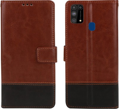MG Star Flip Cover for Samsung Galaxy A21s/Samsung A21s PU Leather Flip Case with Card Holder and Magnetic Stand(Brown, Shock Proof, Pack of: 1)