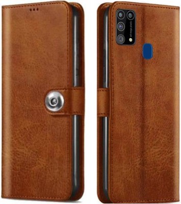MG Star Flip Cover for Samsung Galaxy M30s PU Leather Button Case Cover with Card Holder and Magnetic Stand(Brown, Shock Proof, Pack of: 1)