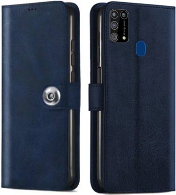 MG Star Flip Cover for Samsung Galaxy A21 PU Leather Button Case Cover with Card Holder and Magnetic Stand(Blue, Shock Proof, Pack of: 1)