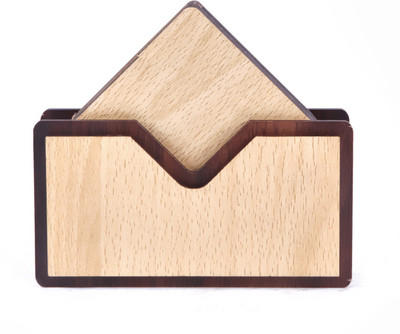 Nexat Square Reversible Wood Coaster Set(Pack of 6)