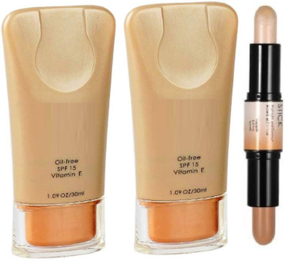 BTNT BLEMISH REMOVER CLASSIC CONTOUR STICK FOR PROFESSIONAL LOOK WITH EST MINERAL RICH MATTE OIL FREE LIQUID FOUNDATION(3 Items in the set)