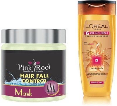 PINKROOT Hair Fall Control Hair Mask 200gm with 6 Oil Nourish Shampoo 175ml(2 Items in the set)