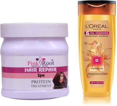 PINKROOT Hair Repair Spa Cream 500gm with 6 Oil Nourish Shampoo 175ml(2 Items in the set)