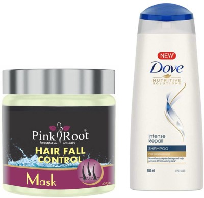 PINKROOT Hair Fall Control Hair Mask 200gm with Do___ve Intense Repair Shampoo 180ml(2 Items in the set)